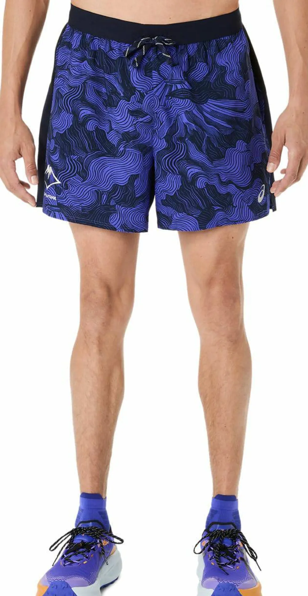 Asics Men's Fujitrail All Over Print 5in Shorts Midnight/Cobalt Burst/Cream Clearance