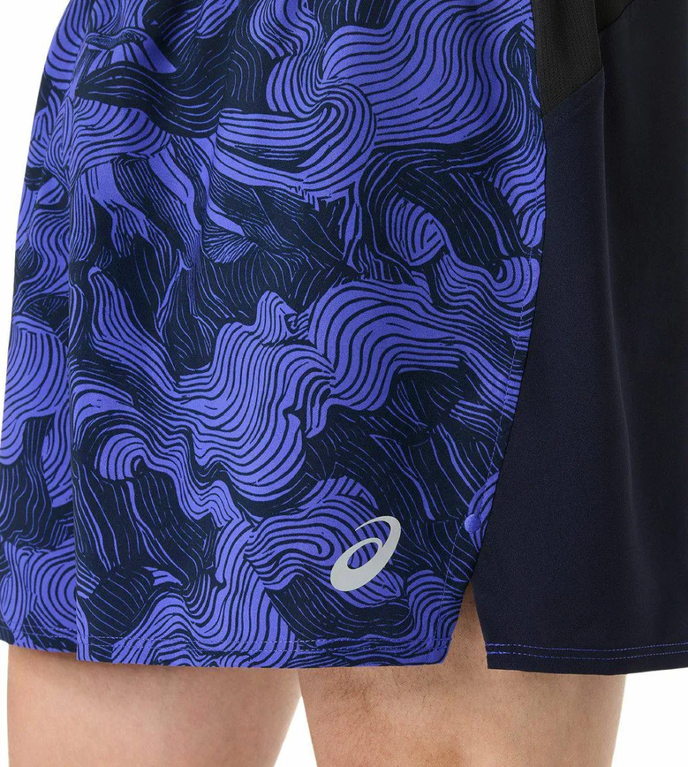 Asics Men's Fujitrail All Over Print 5in Shorts Midnight/Cobalt Burst/Cream Clearance