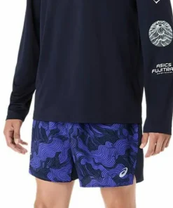 Asics Men's Fujitrail All Over Print 5in Shorts Midnight/Cobalt Burst/Cream Clearance