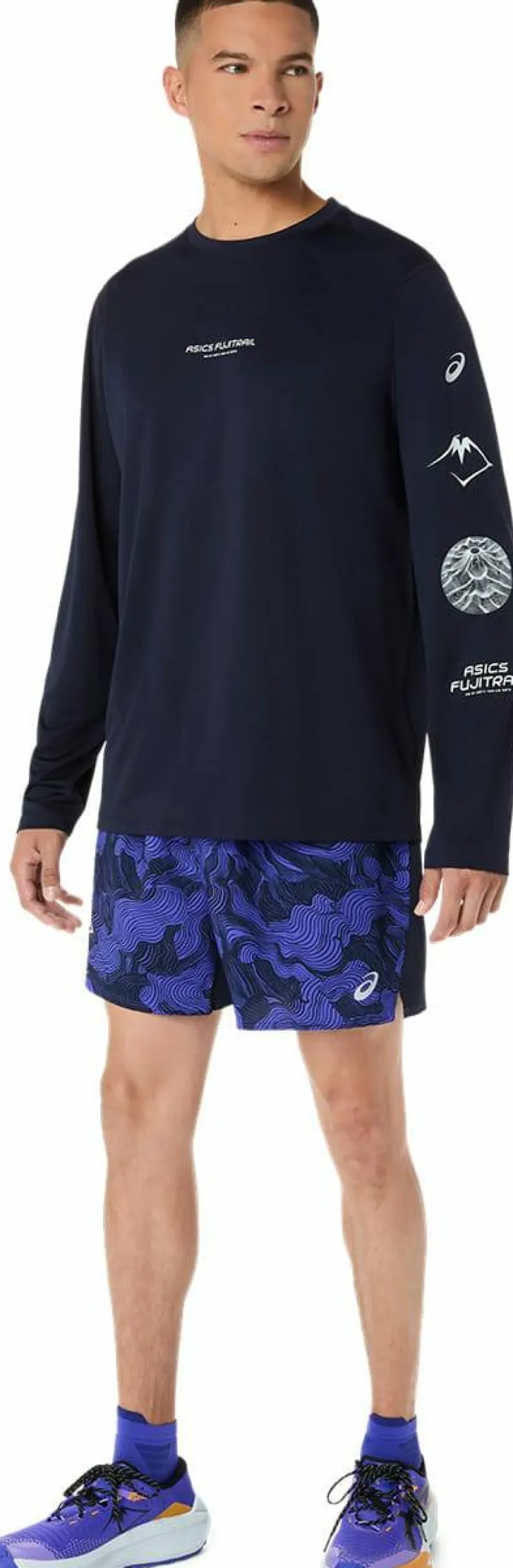 Asics Men's Fujitrail All Over Print 5in Shorts Midnight/Cobalt Burst/Cream Clearance