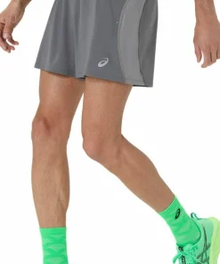 Asics Men's Road 5in Short Clay Grey/Steel Grey/Illuminate Green