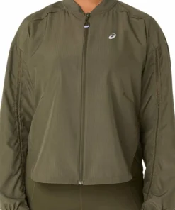 Asics Women's Nagino Run Adjustable Jacket Dark Olive