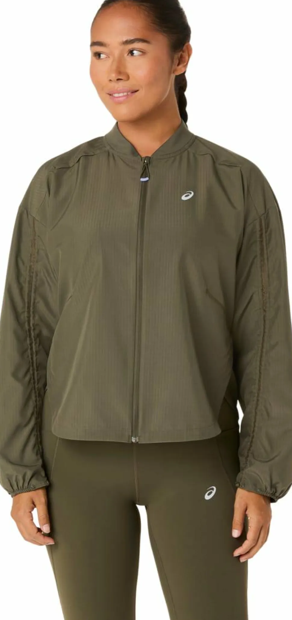 Asics Women's Nagino Run Adjustable Jacket Dark Olive