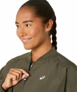 Asics Women's Nagino Run Adjustable Jacket Dark Olive