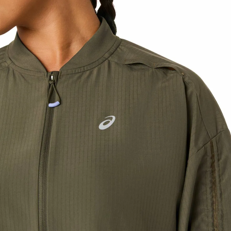 Asics Women's Nagino Run Adjustable Jacket Dark Olive