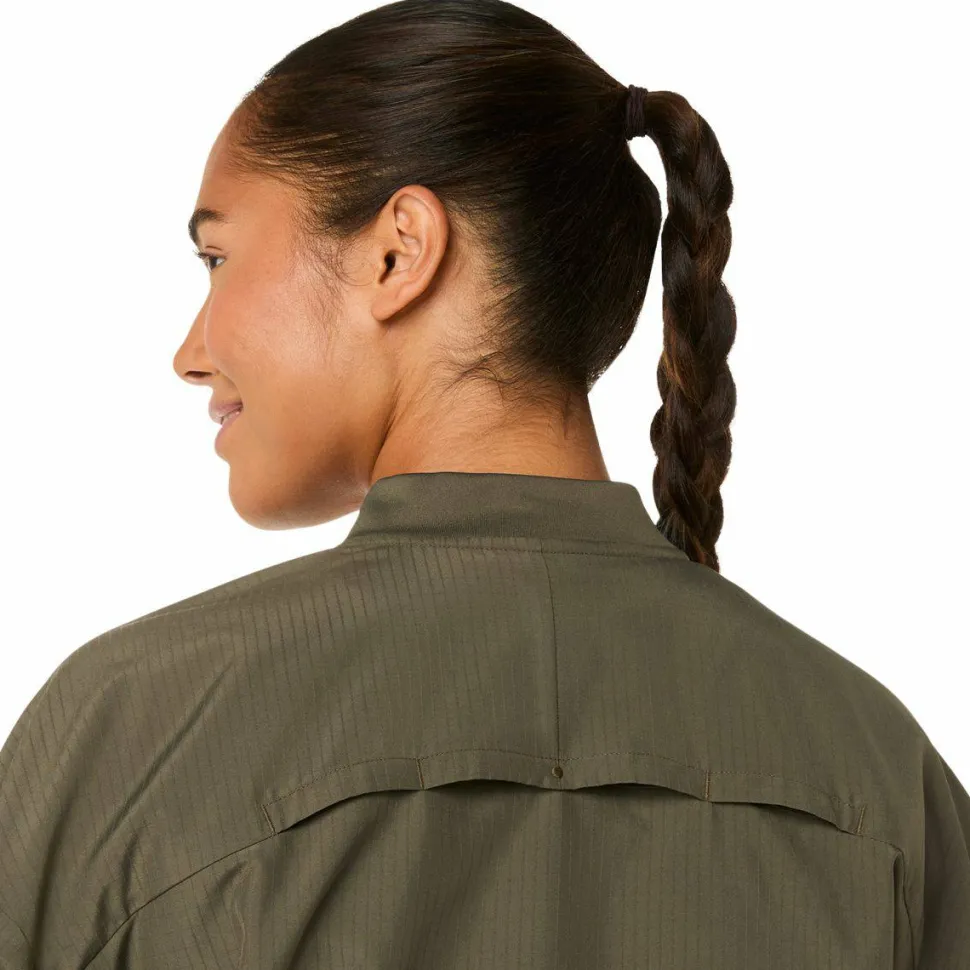 Asics Women's Nagino Run Adjustable Jacket Dark Olive