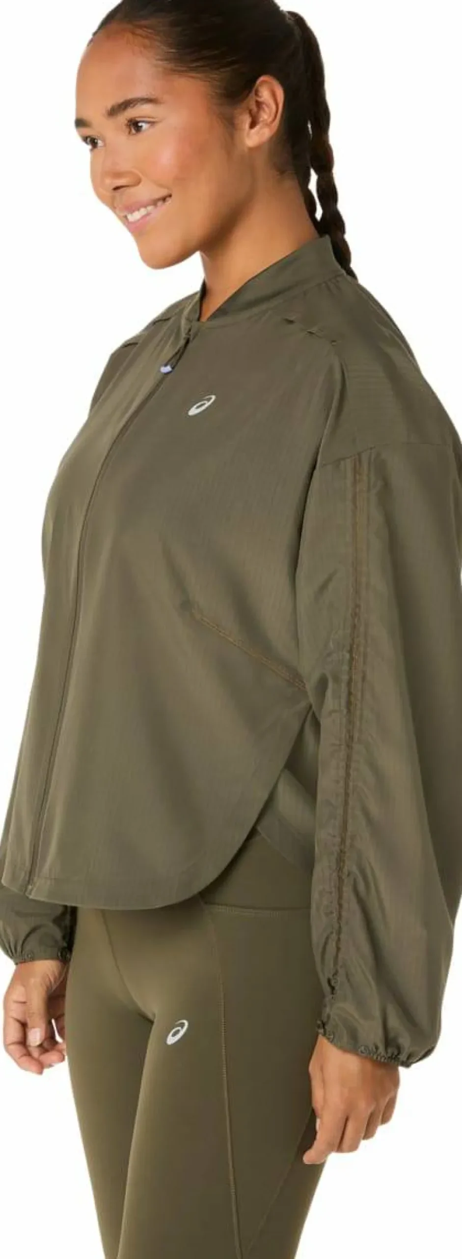 Asics Women's Nagino Run Adjustable Jacket Dark Olive