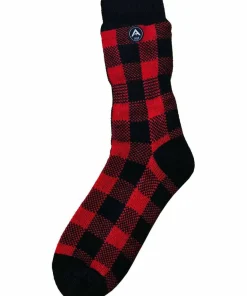 Unisex Heat Max Rutig Röd Damstrumpor