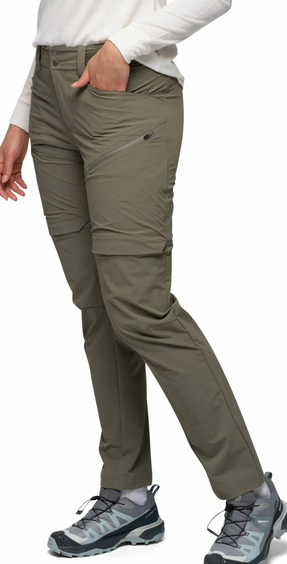 Bergans Women's Convertible Zip-Off Softshell Pants Green Mud
