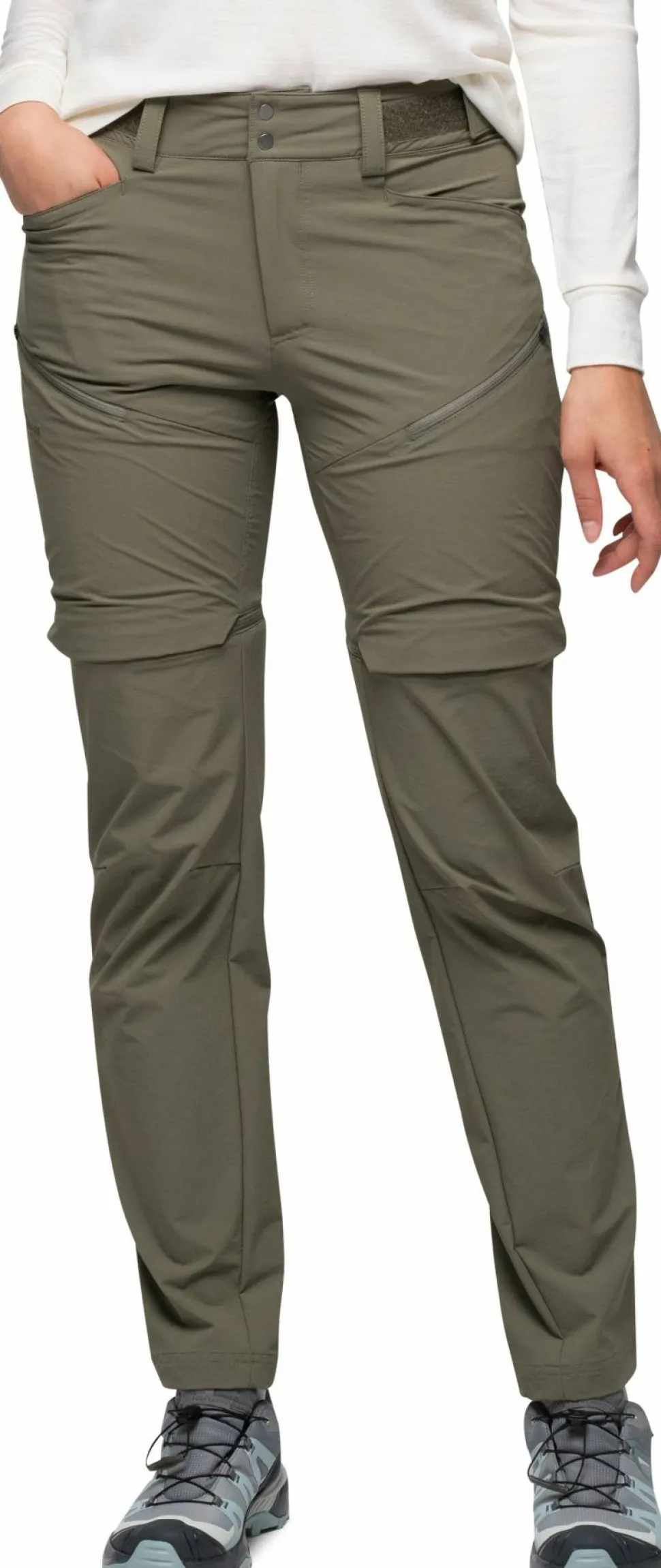 Bergans Women's Convertible Zip-Off Softshell Pants Green Mud