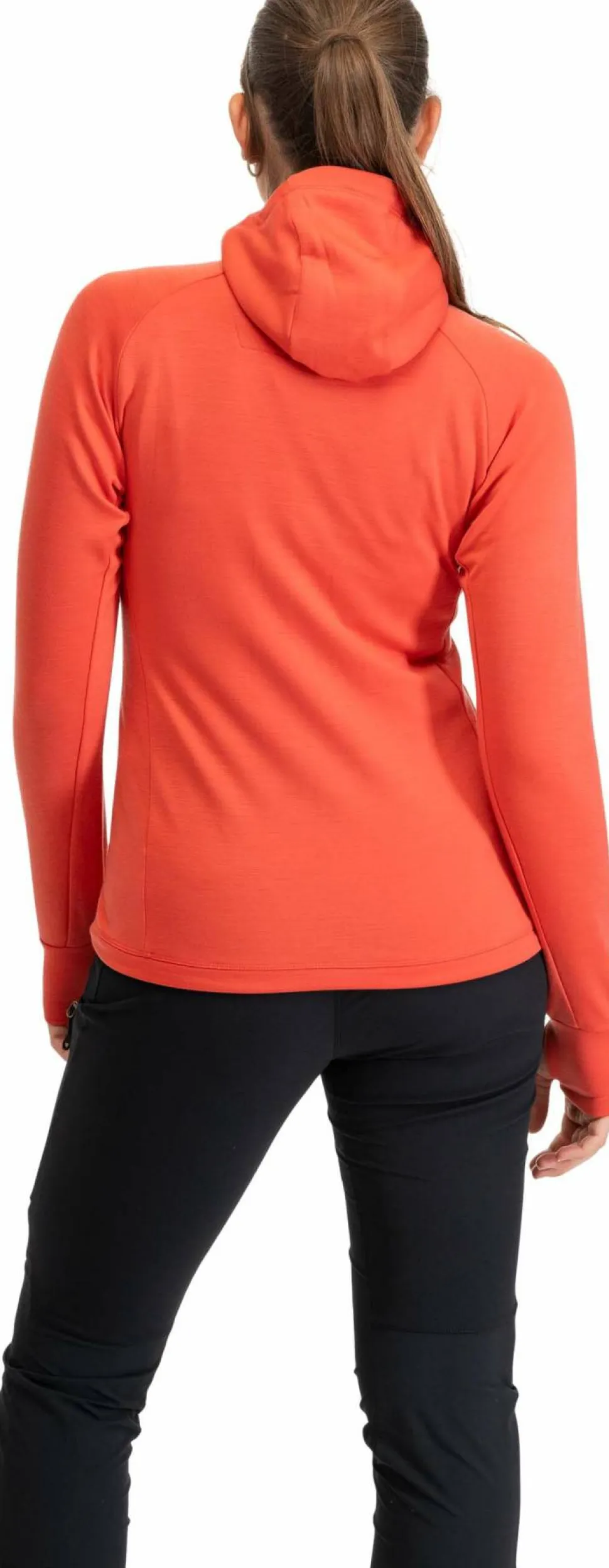 Bergans Women's Rabot Merino Tech Midlayer Hoodie Peachy Red
