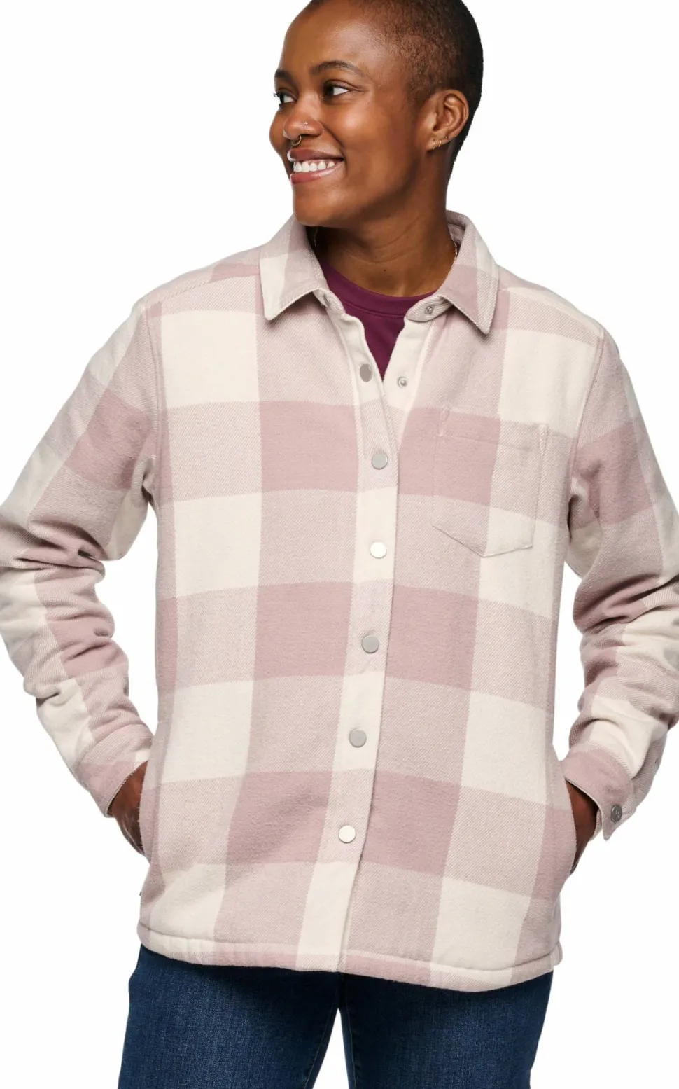 Black Diamond Women's Project Lined Flannel Shirt Pale Mauve-Off White Plaid