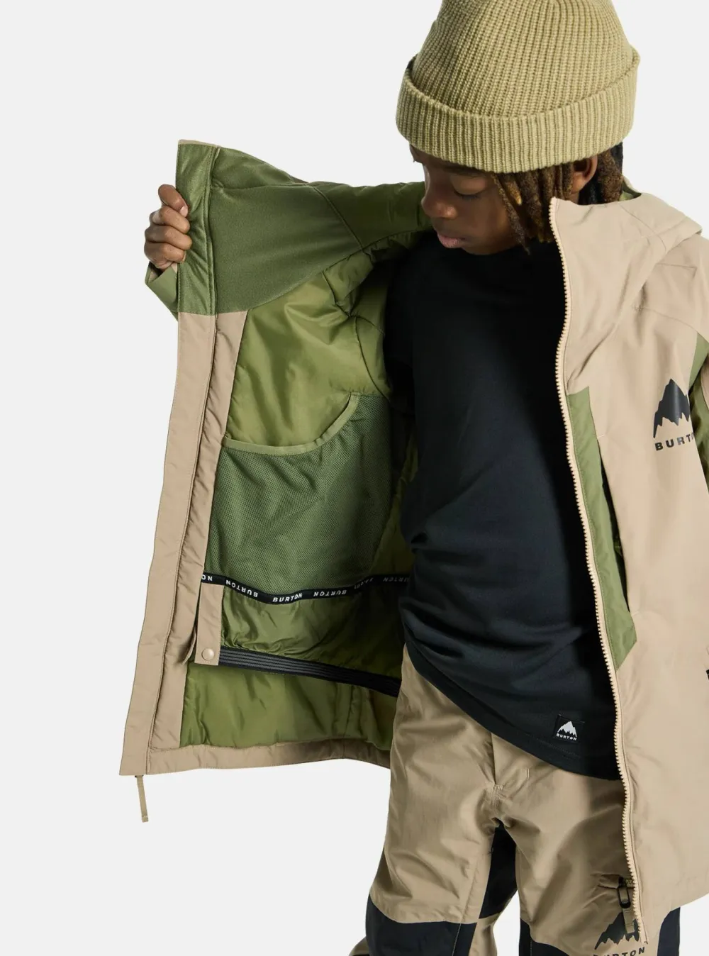 Burton Kids' Hillslope Jacket Summit Taupe/Forest Moss Hot