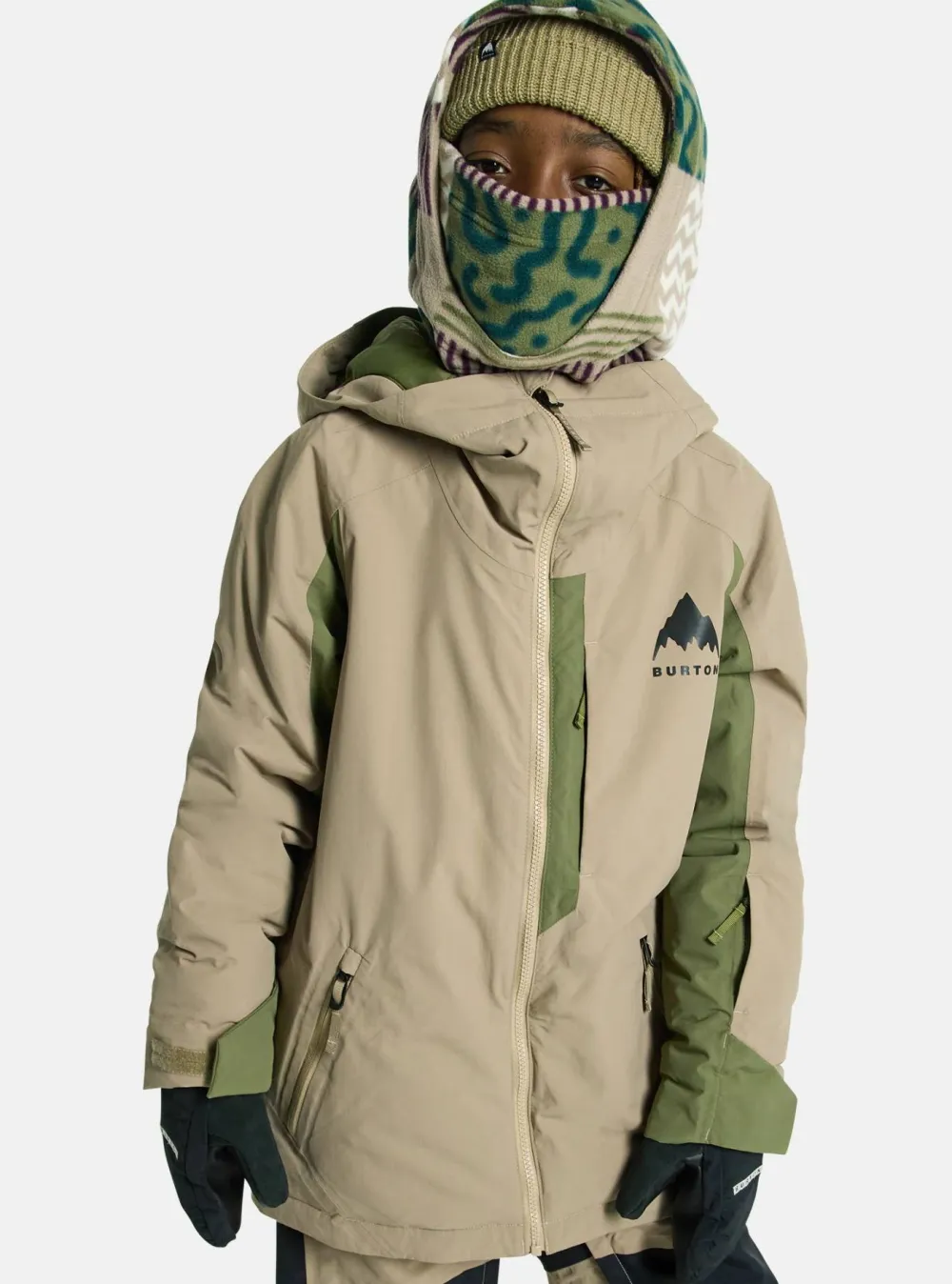 Burton Kids' Hillslope Jacket Summit Taupe/Forest Moss Hot