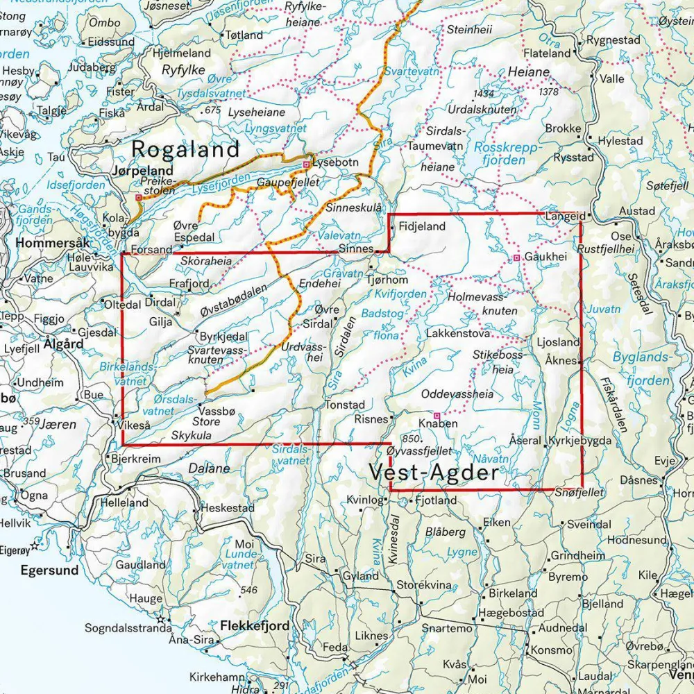 Hot Bjerkreimsheiene & Setesdal Vesthei Sør 1:50 000 Övrig Utrustning