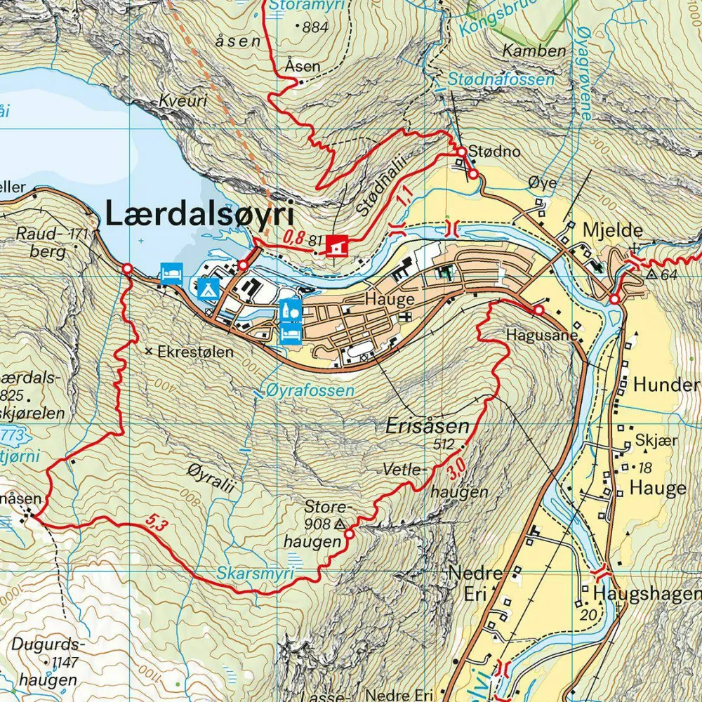 Calazo förlag Nærøyfjorden & Lærdalen 1:50 000 Hiking map Discount