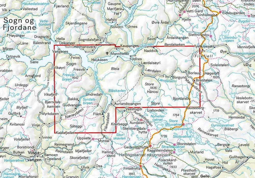 Calazo förlag Nærøyfjorden & Lærdalen 1:50 000 Hiking map Discount