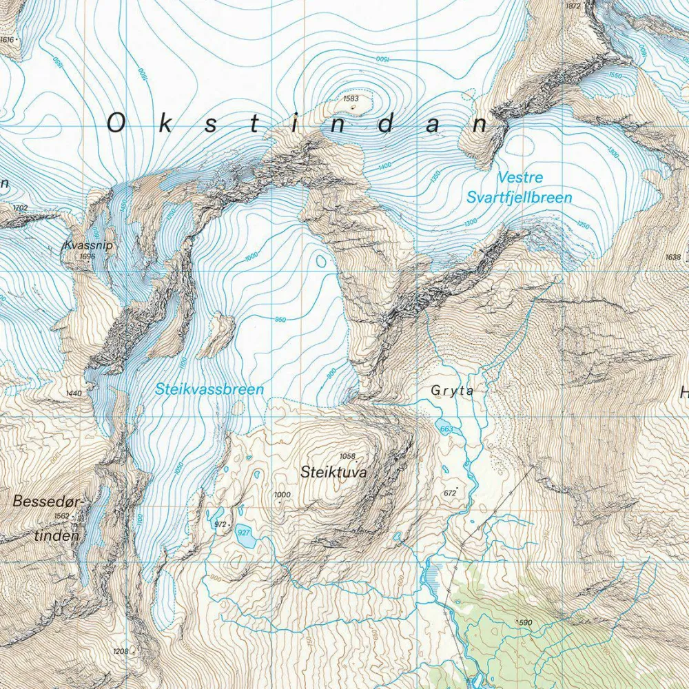 Calazo förlag Okstindan 1:25 000 Alpine map