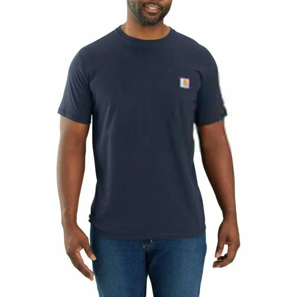 Carhartt Men's Carhartt Force Relaxed Fit Midweight Short-Sleeve Pocket T-Shirt Navy