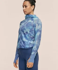 Casall Women's Breeze Printed Running Jacket Breeze Blue Shadow