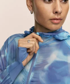 Casall Women's Breeze Printed Running Jacket Breeze Blue Shadow