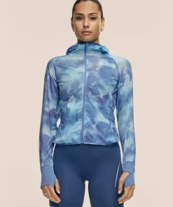 Casall Women's Breeze Printed Running Jacket Breeze Blue Shadow