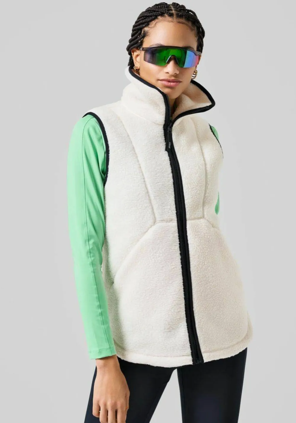 Women's High Collar Pile Vest Västar Dam