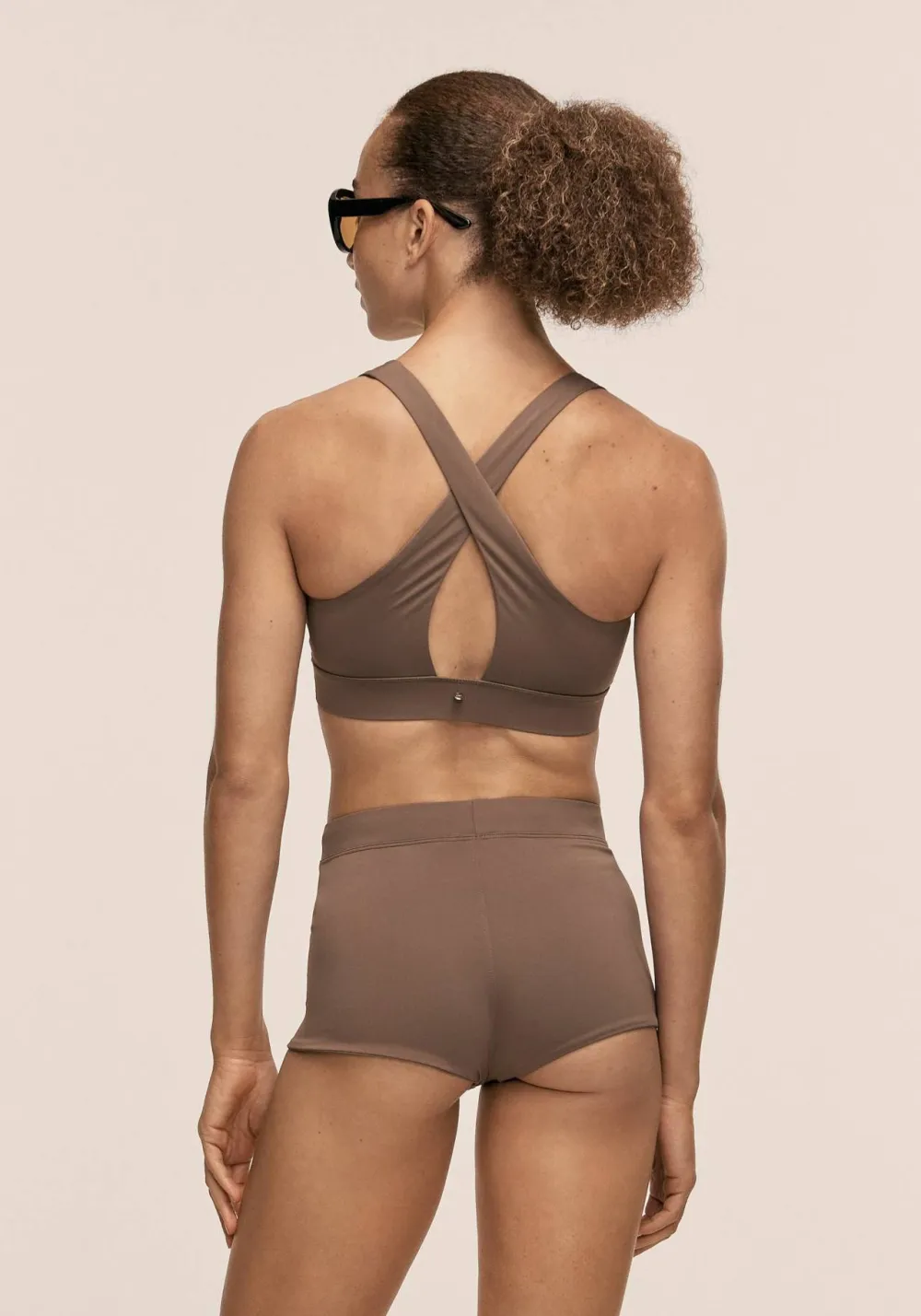 Casall Women's V-Neck Crossback Bikini Top Warm Khaki