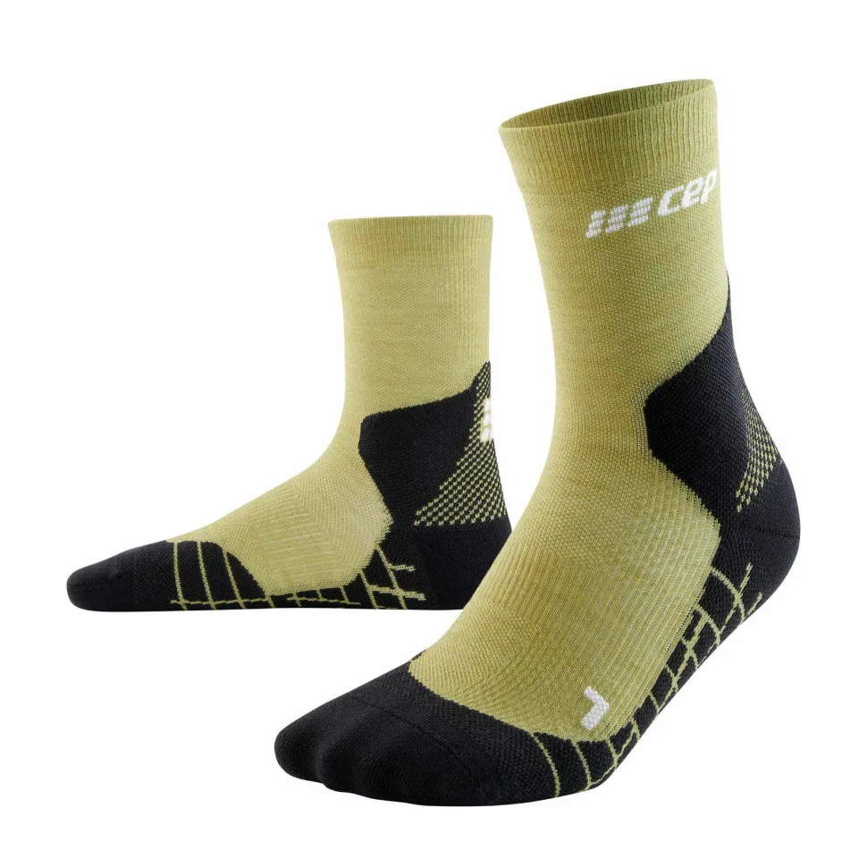 CEP Men's Hiking Light Merino Mid Cut Compression Socks Light Olive