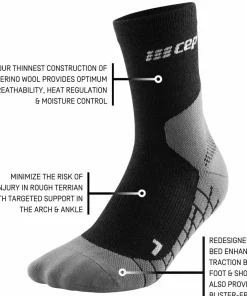 CEP Women's Hiking Light Merino Mid Cut Compression Socks Black Clearance