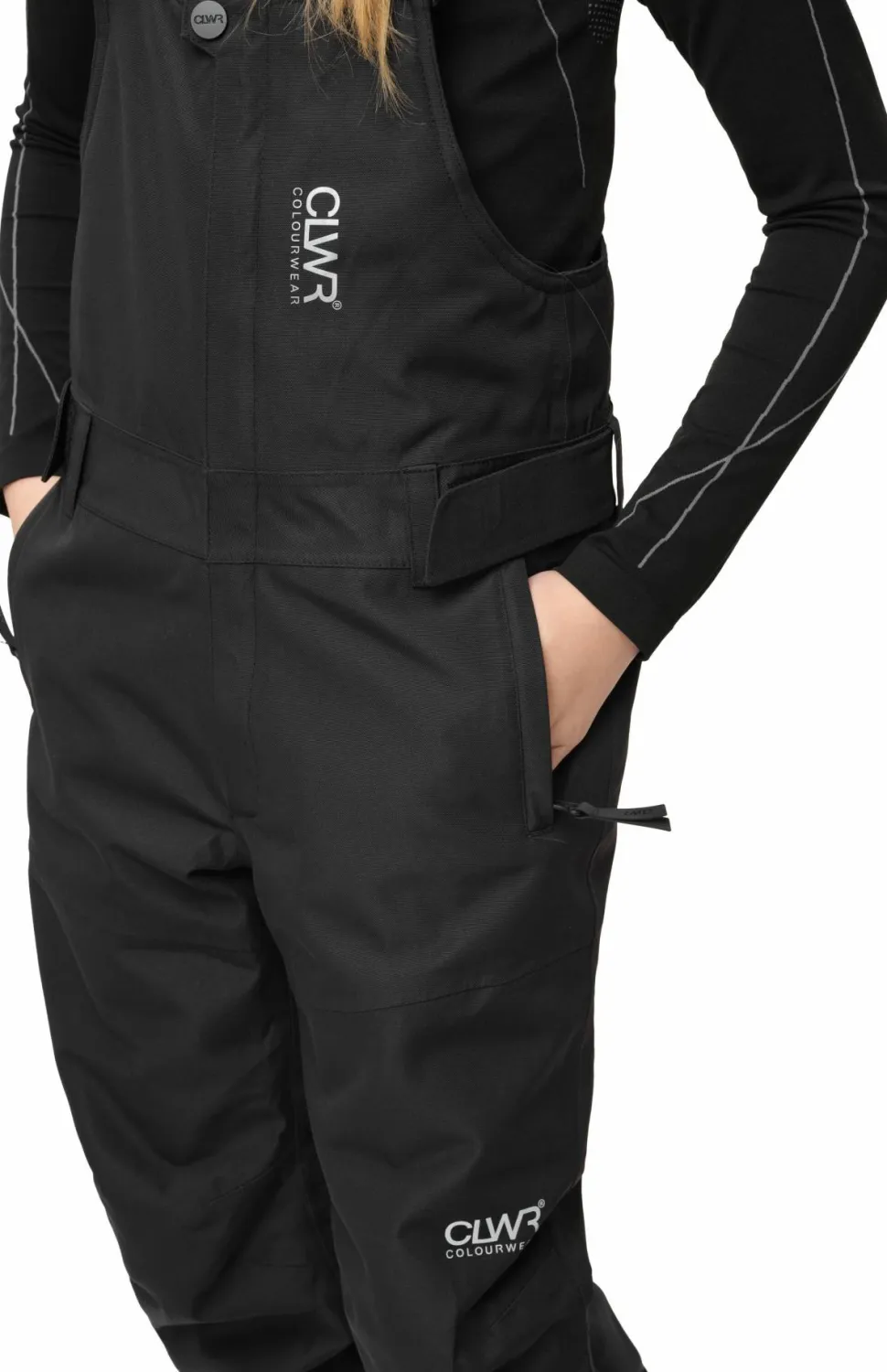 ColourWear Juniors' Slash Bib Pants Black