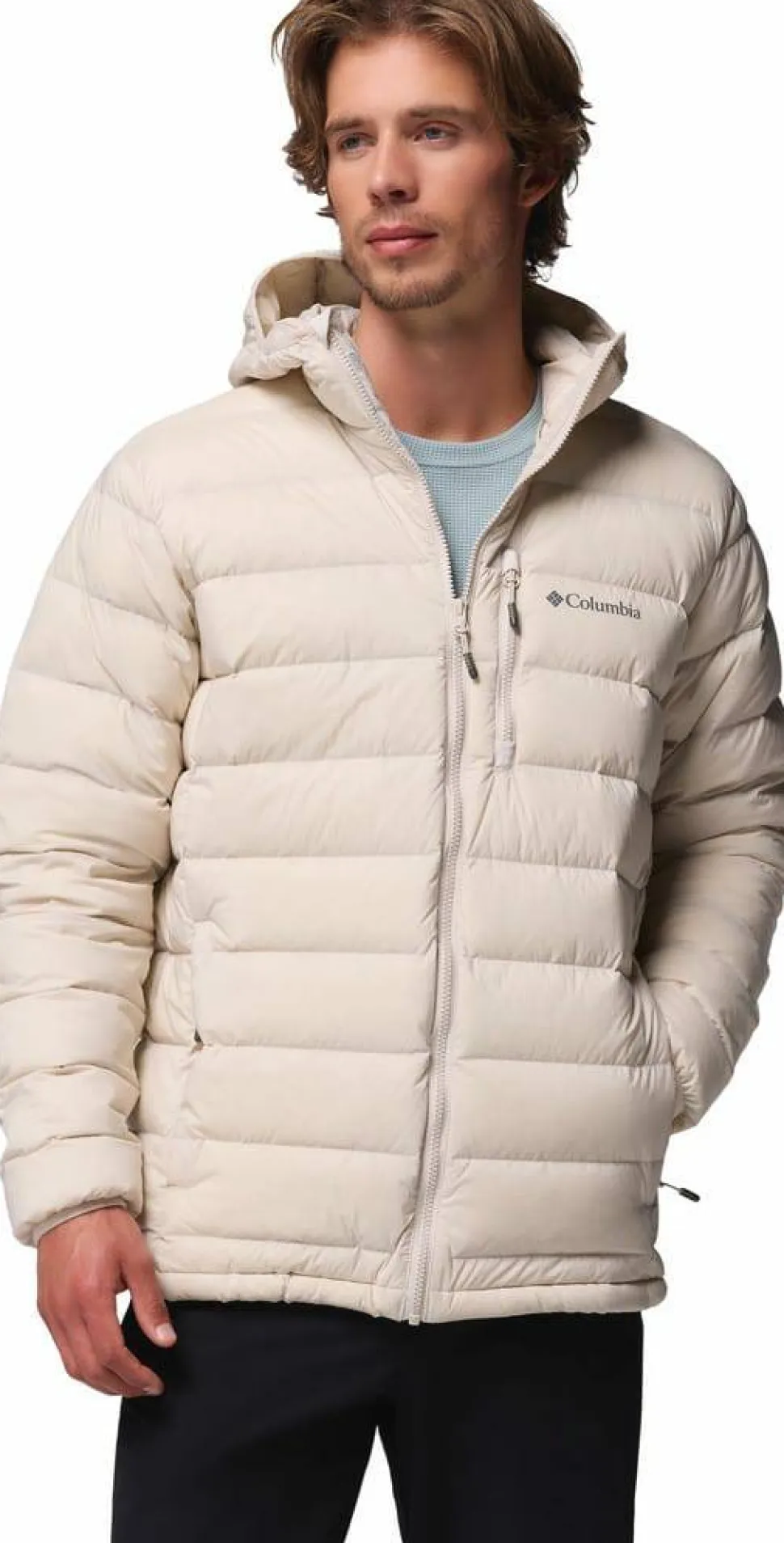 Columbia Men's Drift Peak Stretch Down Hooded Jacket Dark Stone