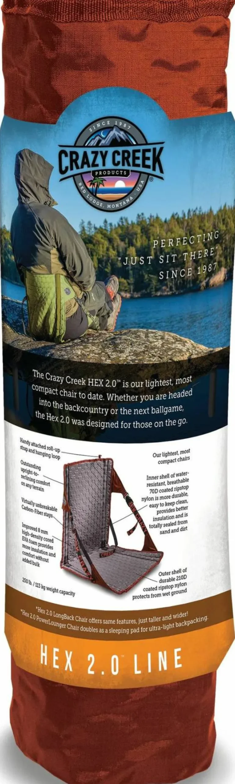 Crazy Creek Hex 2.0 Original Chair Copper / Slate Grey