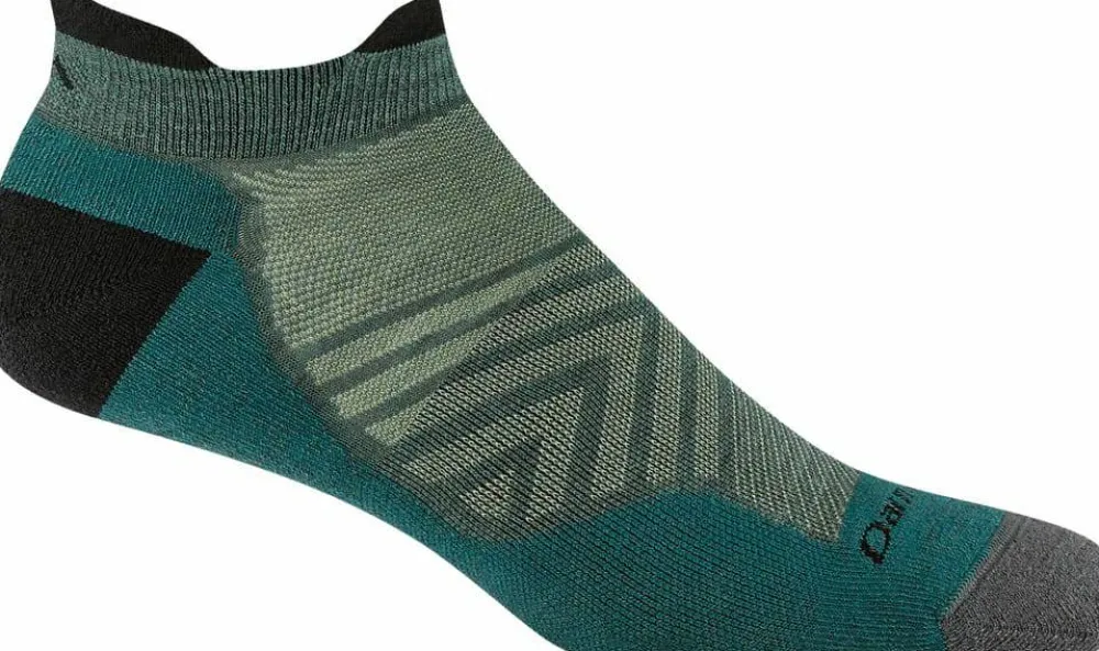 Darn Tough Men's Run No Show Tab Ultra-Lightweight with Cushion Teal Hot