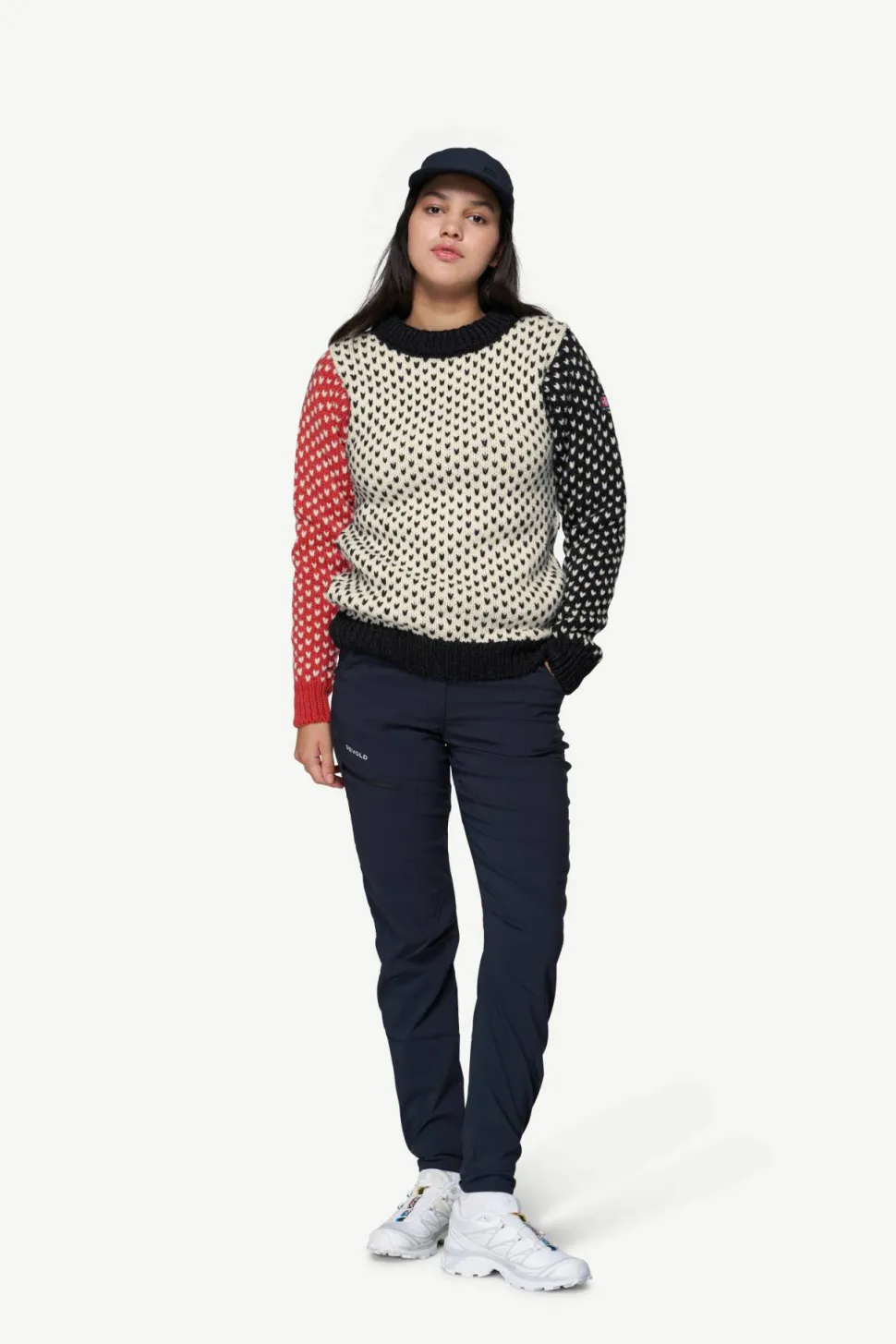 Devold Unisex Nordsjø Wool Sweater Offwhite/Navy/Marsala