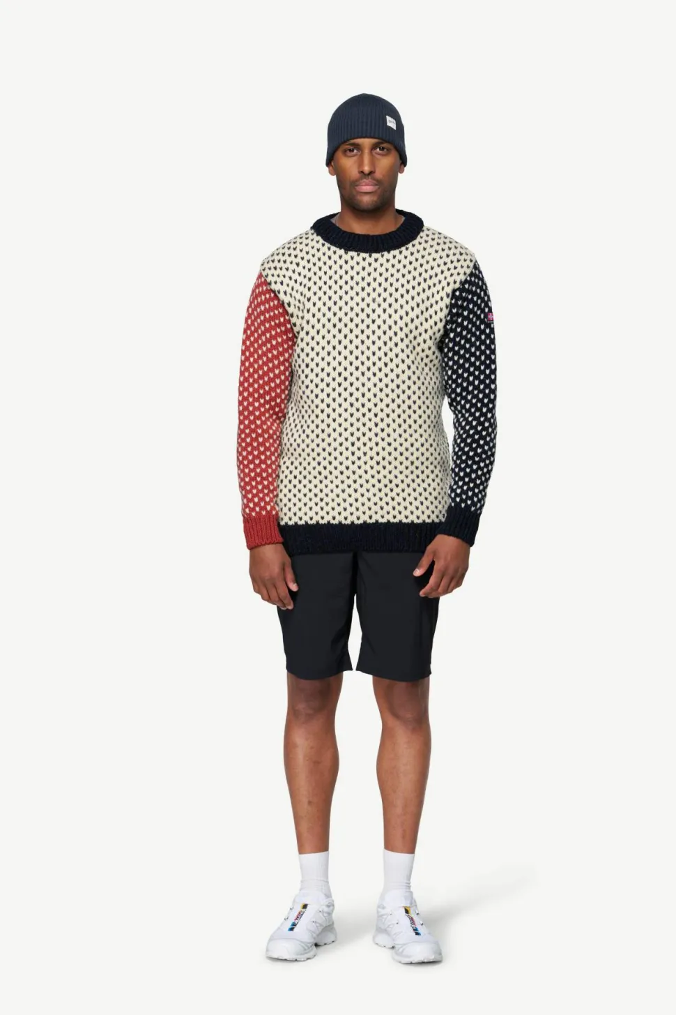 Devold Unisex Nordsjø Wool Sweater Offwhite/Navy/Marsala
