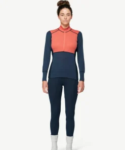 Devold Women's Lauparen Merino 190 Zip Neck Coral/Night/Ink Clearance