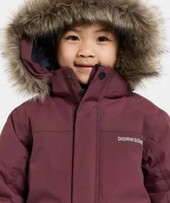 Didriksons Kids' Bjärven Parka 4 Anemon Red
