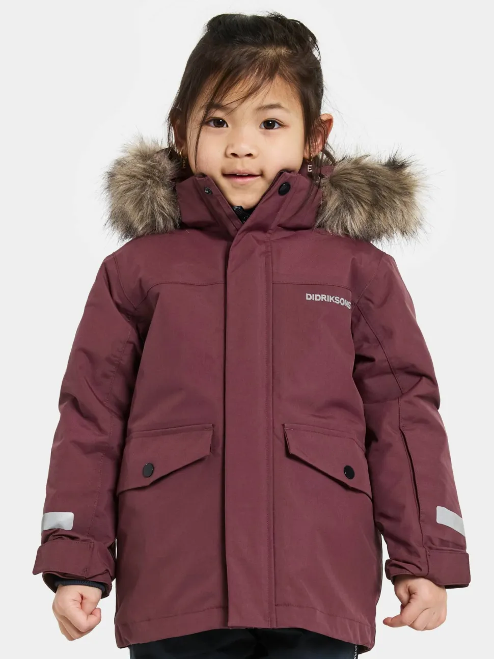 Didriksons Kids' Bjärven Parka 4 Anemon Red
