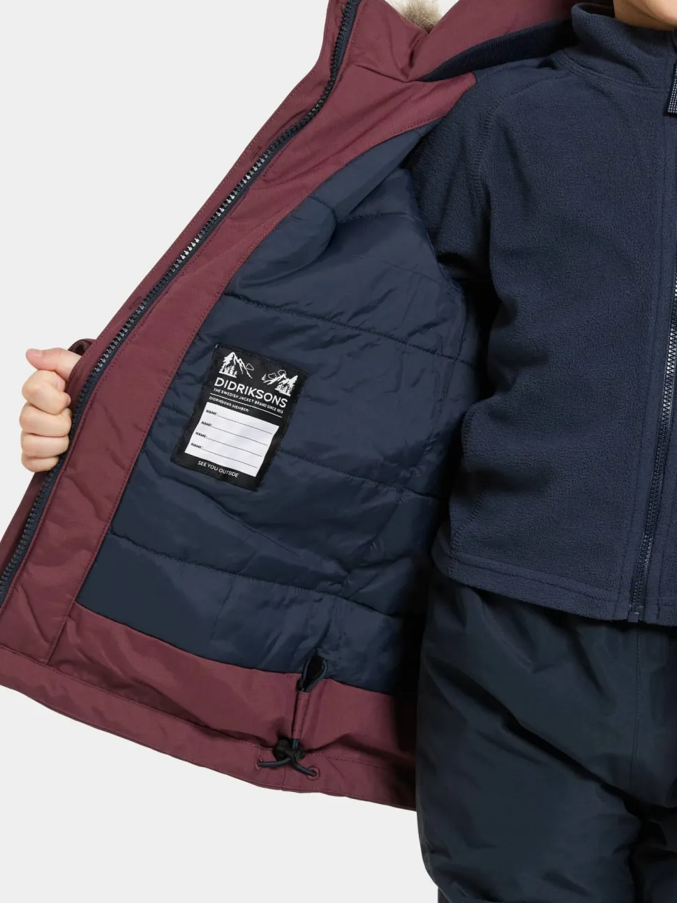 Didriksons Kids' Bjärven Parka 4 Anemon Red