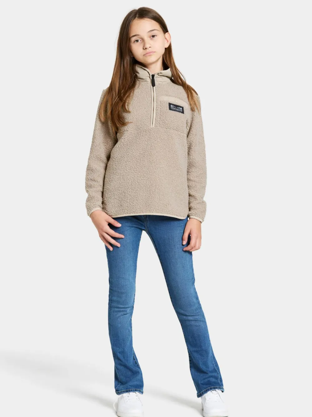 Didriksons Kids' Exa Half Zip Beach Beige Outlet