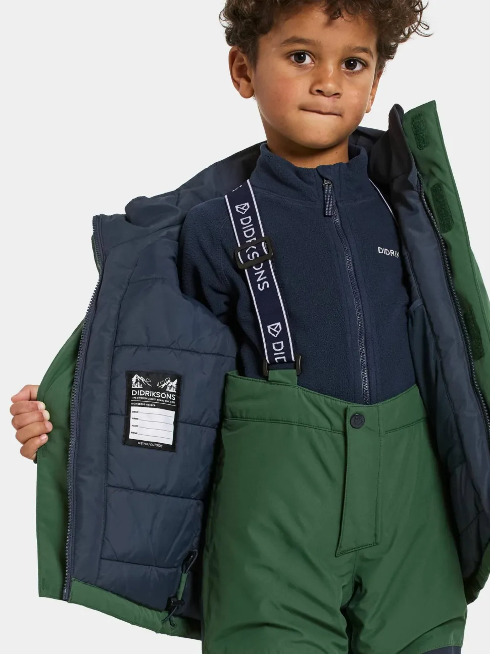 Didriksons Kids' Skare Set Pine Green