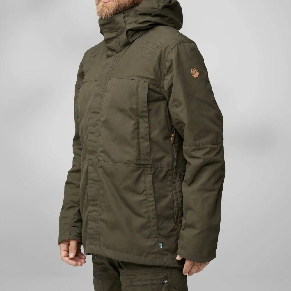 Fjällräven Men's Drev Hybrid Jacket Deep Forest-Orange Multi Camo Clearance