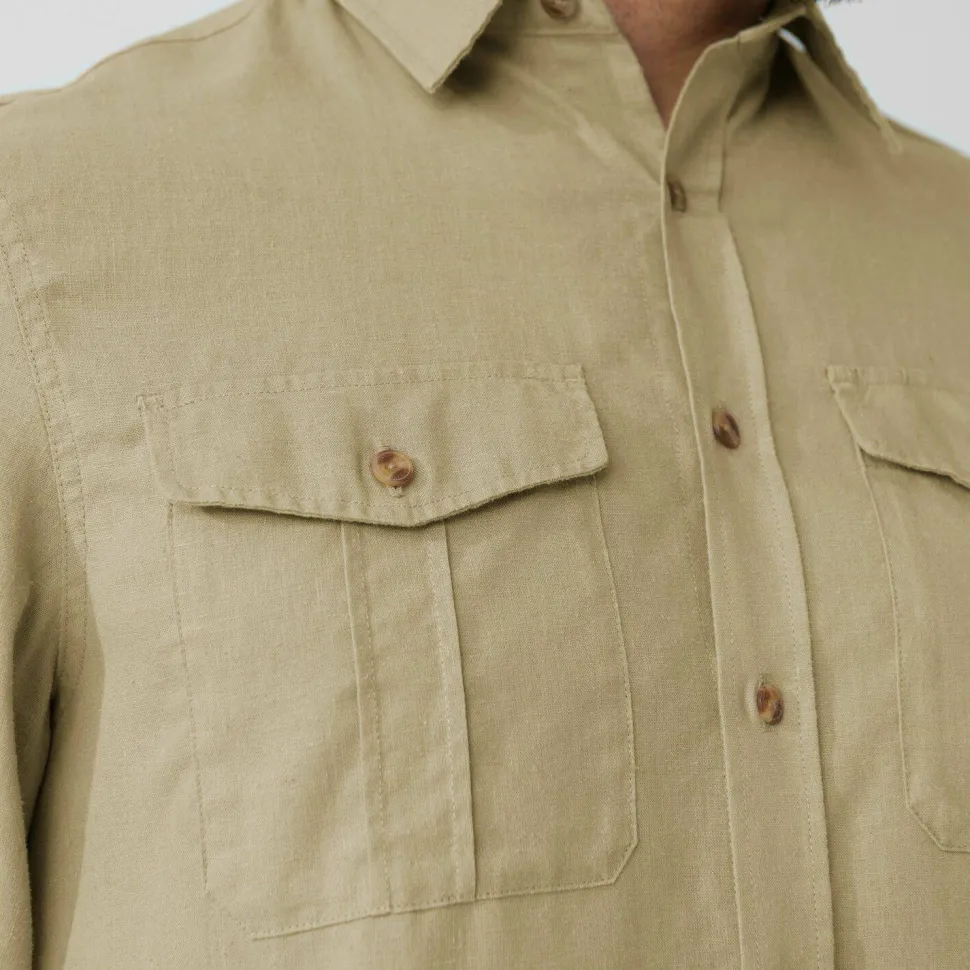 Fjällräven Men's Övik Travel Long Sleeved Shirt Green