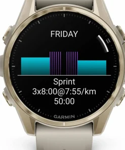 Garmin Fenix 8 Amoled 43mm, Sapphire Soft Gold - Fog Grey/Sandstone Silicone Strap