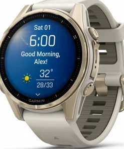 Garmin Fenix 8 Amoled 43mm, Sapphire Soft Gold - Fog Grey/Sandstone Silicone Strap
