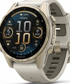 Garmin Fenix 8 Amoled 43mm, Sapphire Soft Gold - Fog Grey/Sandstone Silicone Strap