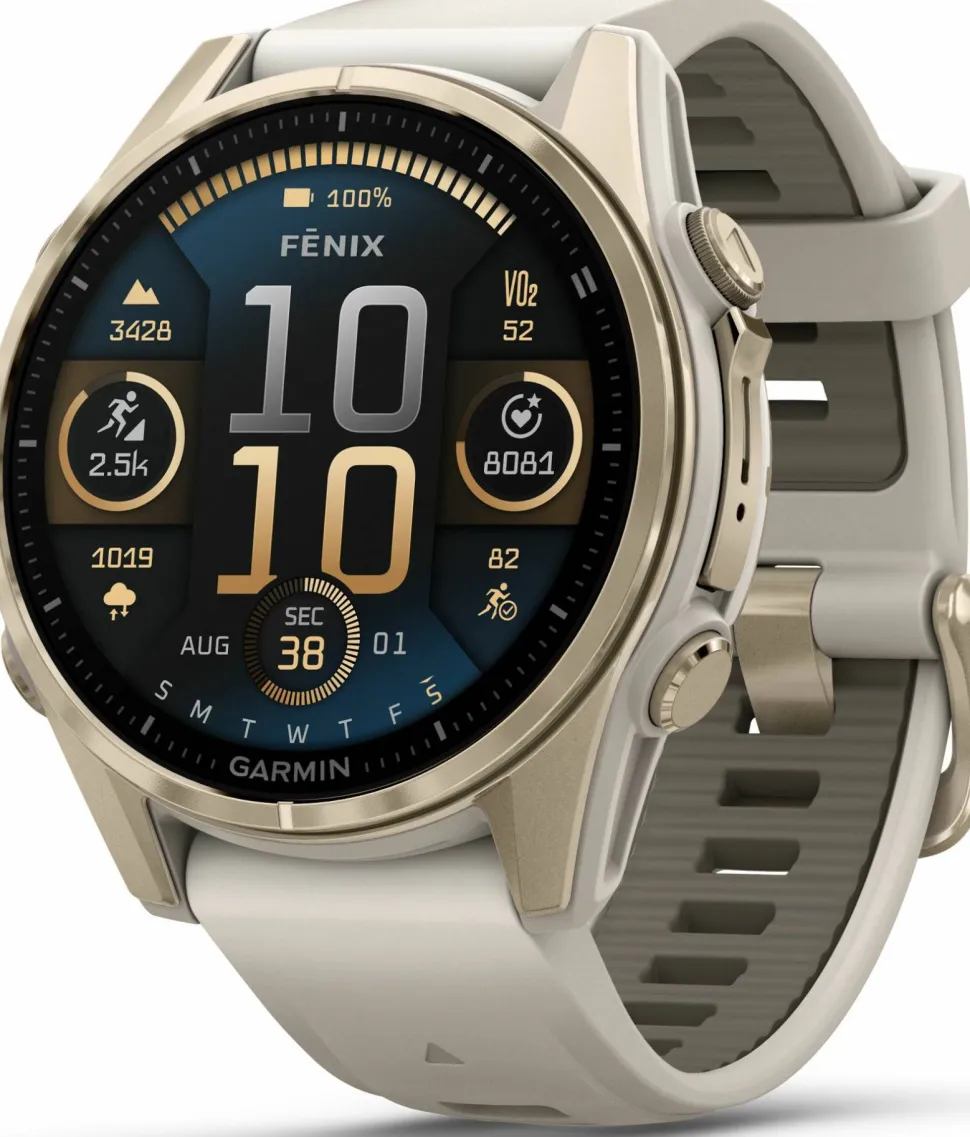 Garmin Fenix 8 Amoled 43mm, Sapphire Soft Gold - Fog Grey/Sandstone Silicone Strap