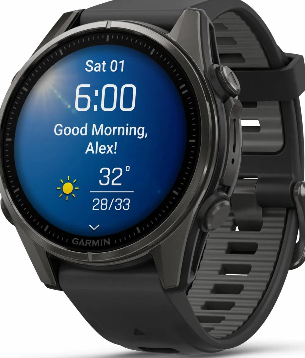 Clearance Fenix 8 Amoled 43mm, Sapphire Carbon Gray DLC Titanium - Black/Pebble Grey Silicone Strap Elektronik|Träning