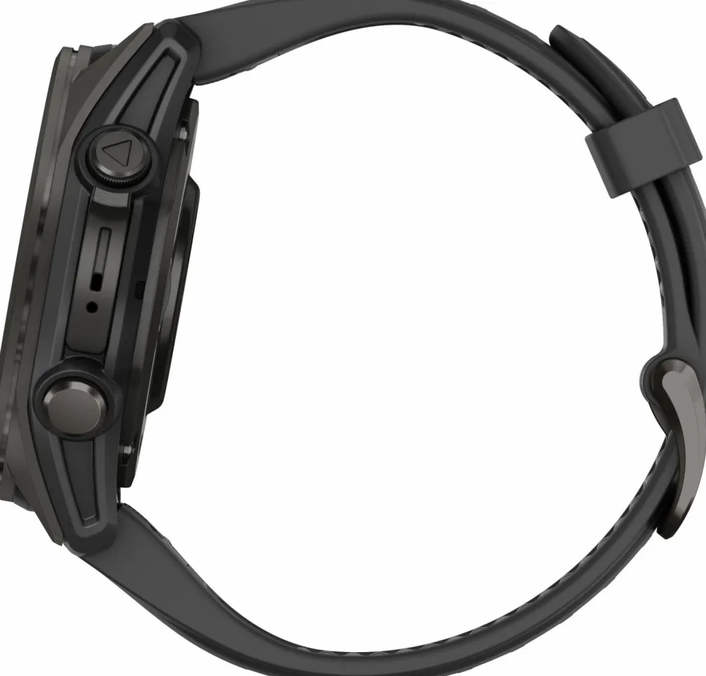 Clearance Fenix 8 Amoled 43mm, Sapphire Carbon Gray DLC Titanium - Black/Pebble Grey Silicone Strap Elektronik|Träning
